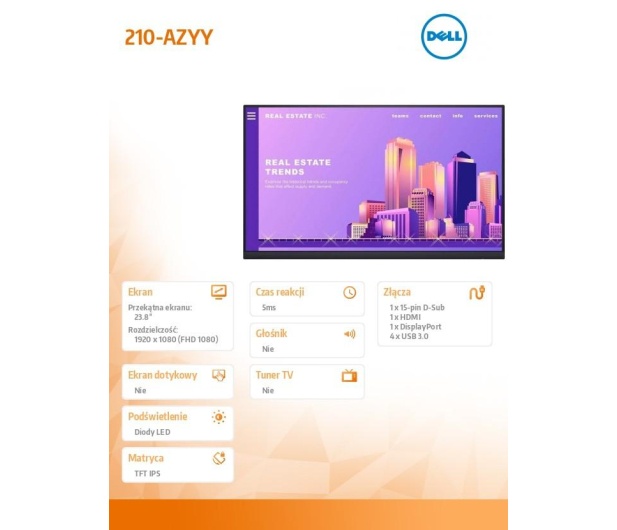 Dell 23.8" 210-AZYY Szary - 1468619 - zdjęcie 4